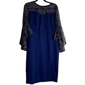 Vfshow Vfemage Sheath Dress Women Size Large Blue Party Event Wedding Holiday